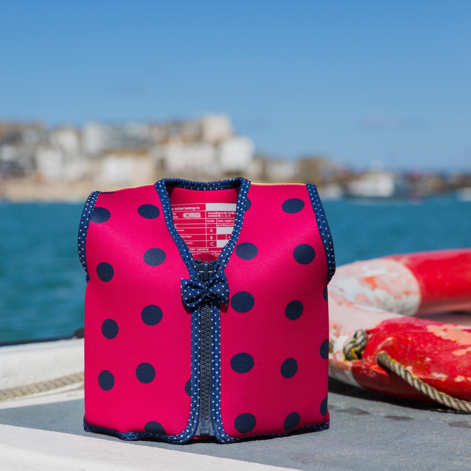 KONFIDENCE Veste de natation pour l'enfant rose vif avec points, 18-36 mois