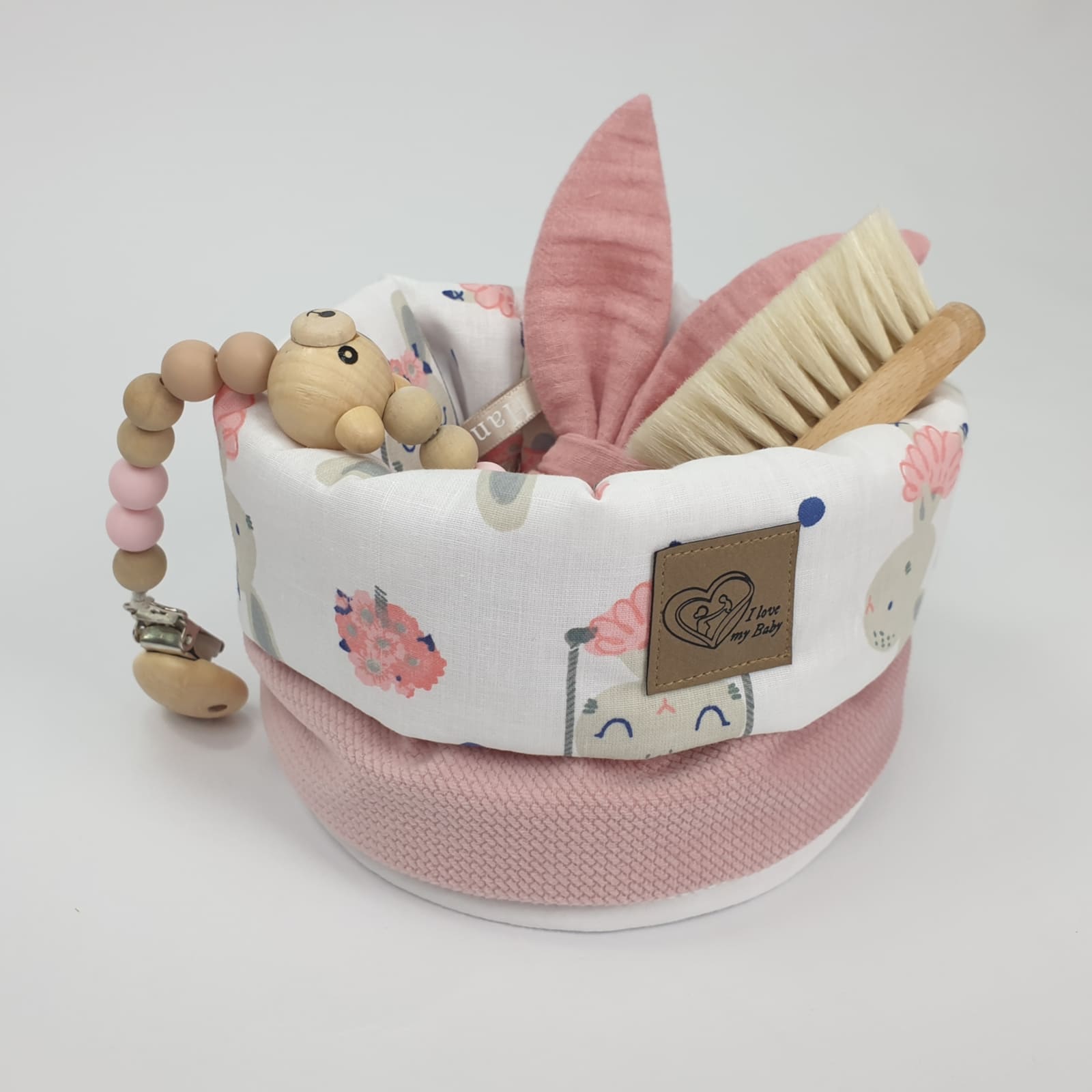 BISAL Panier décoratif Lapin rose