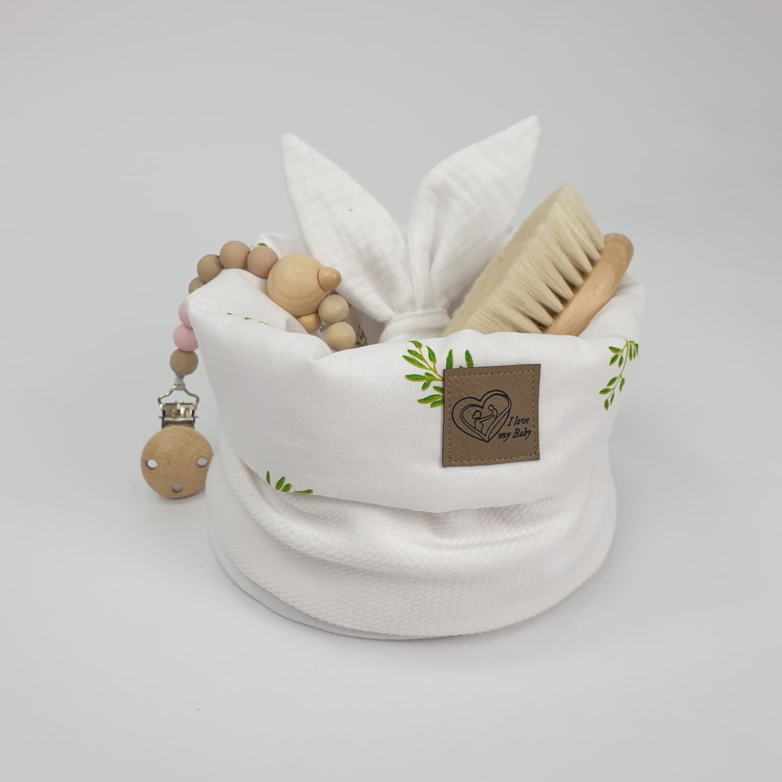 BISAL Panier décoratif Feuilles blanches