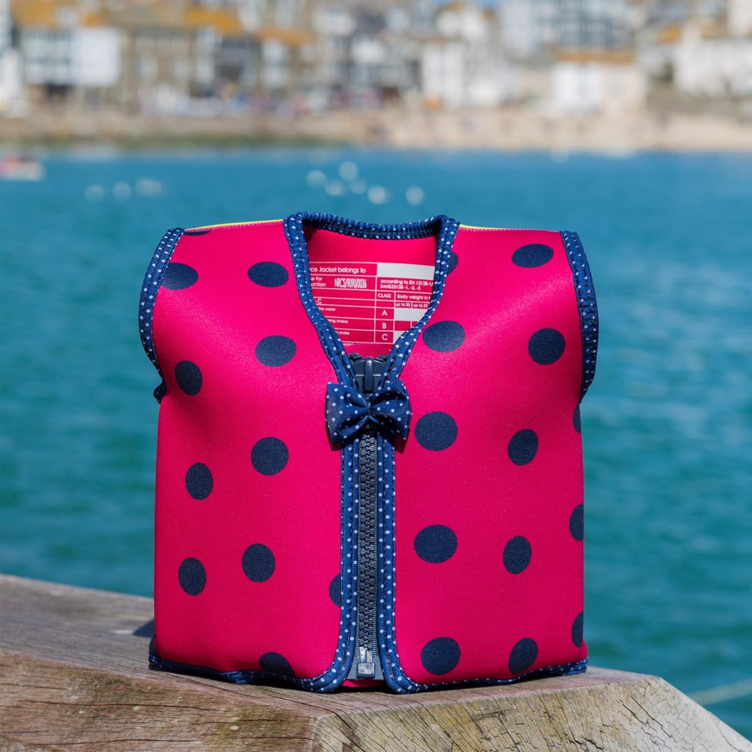 KONFIDENCE Veste de natation pour l'enfant rose avec points, 4-5 ans