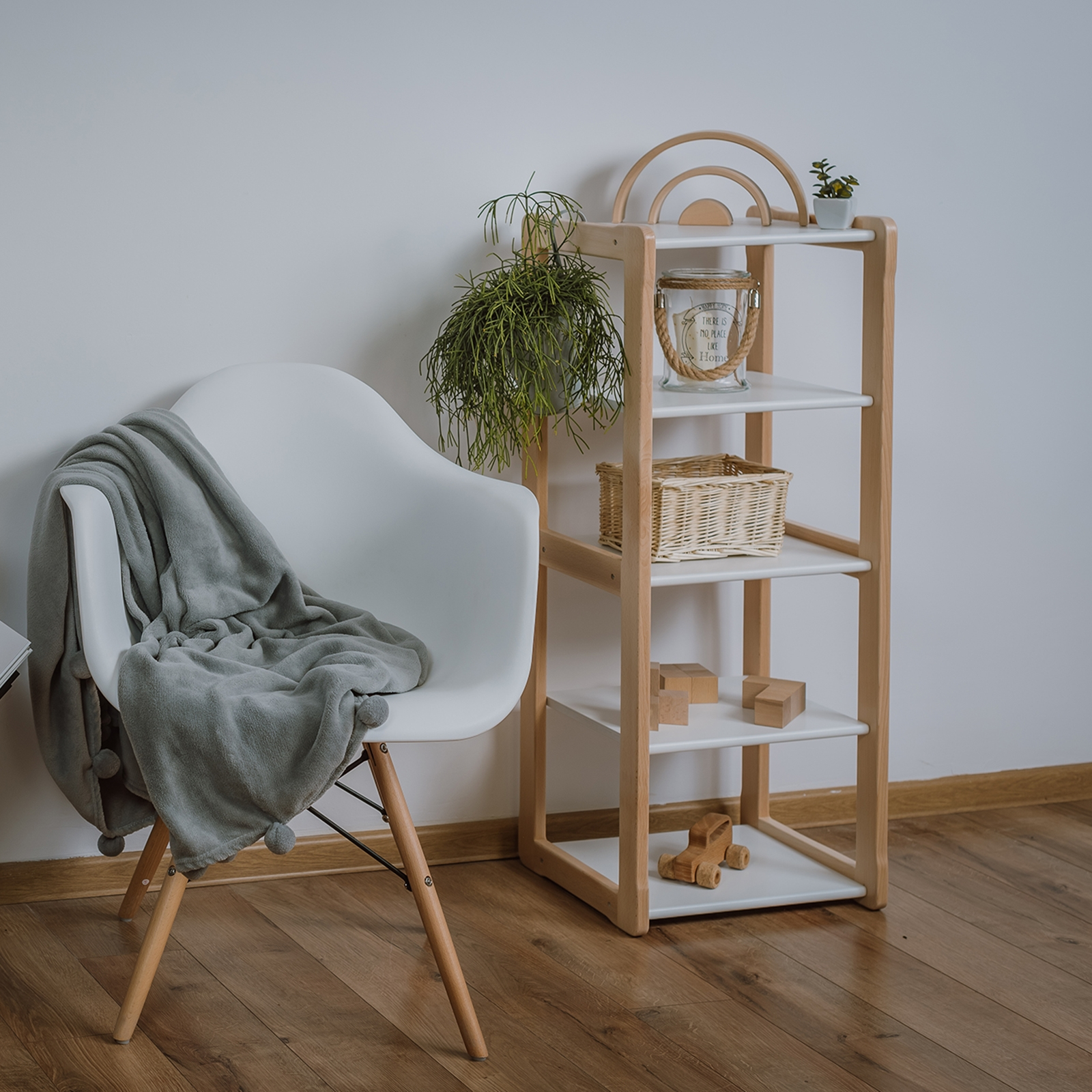 WOOD & LUCK Etagère en bois MAXI blanche