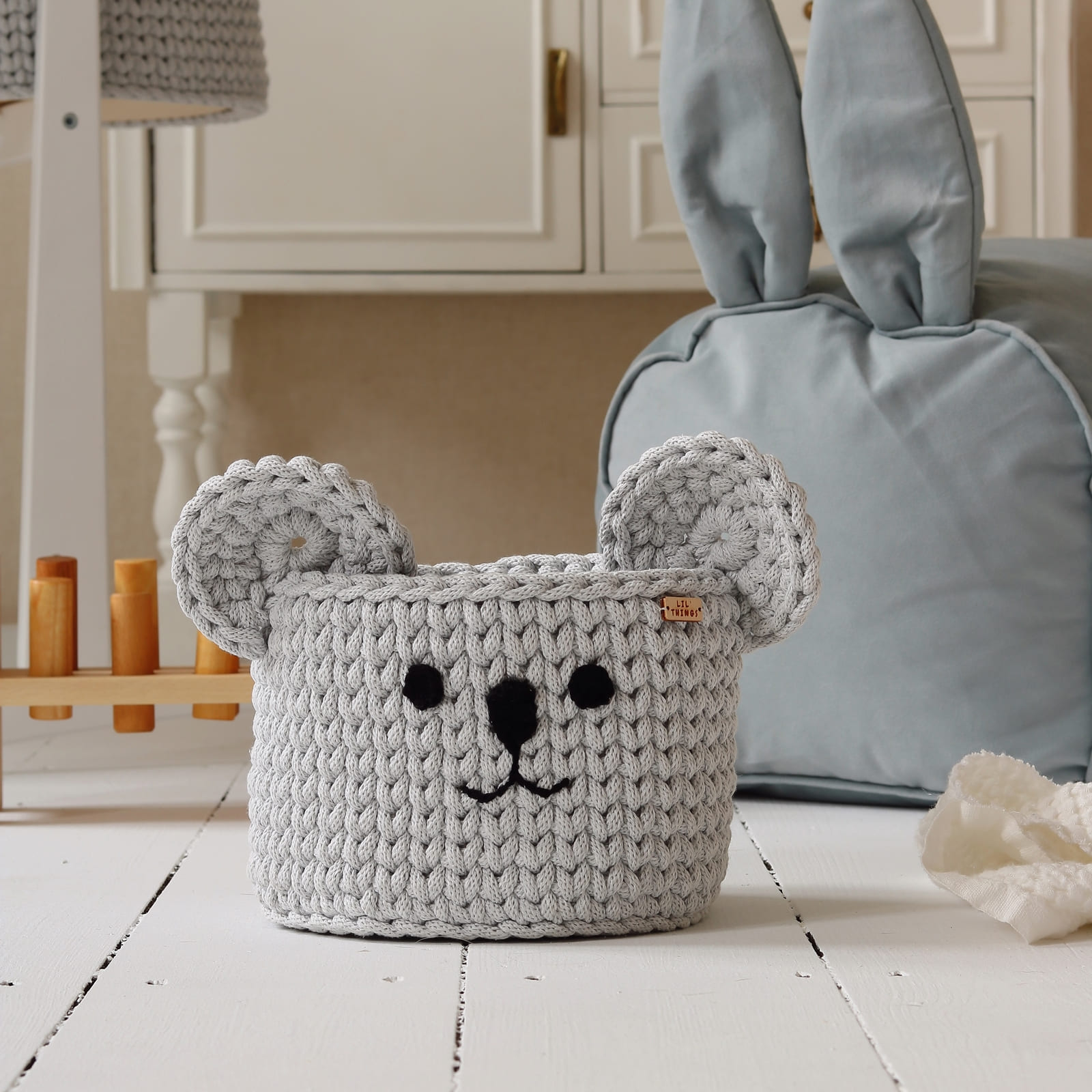 LIL'THINGS Panier ours gris