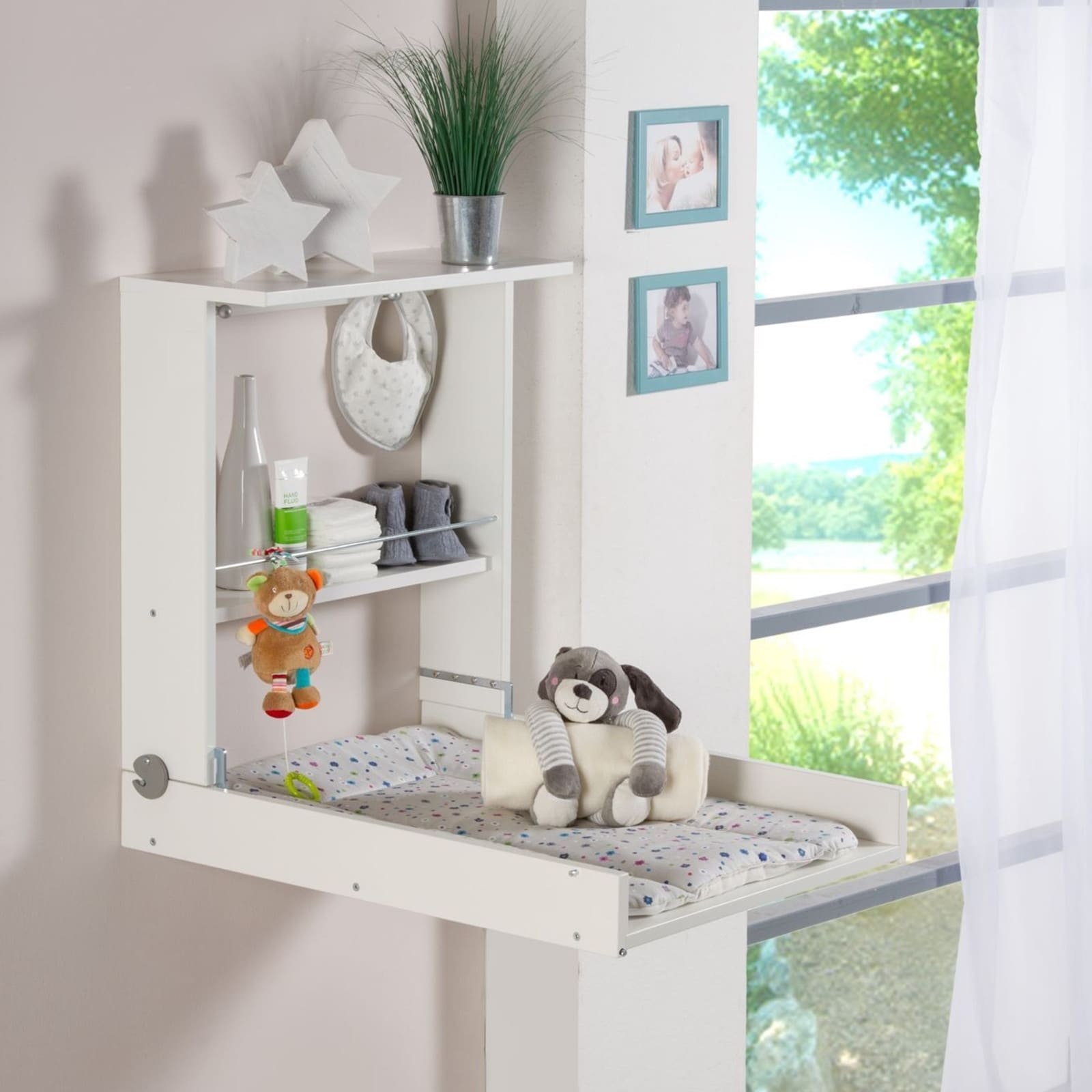 GEUTHER Table à langer murale Wicki avec matelas à langer blanc