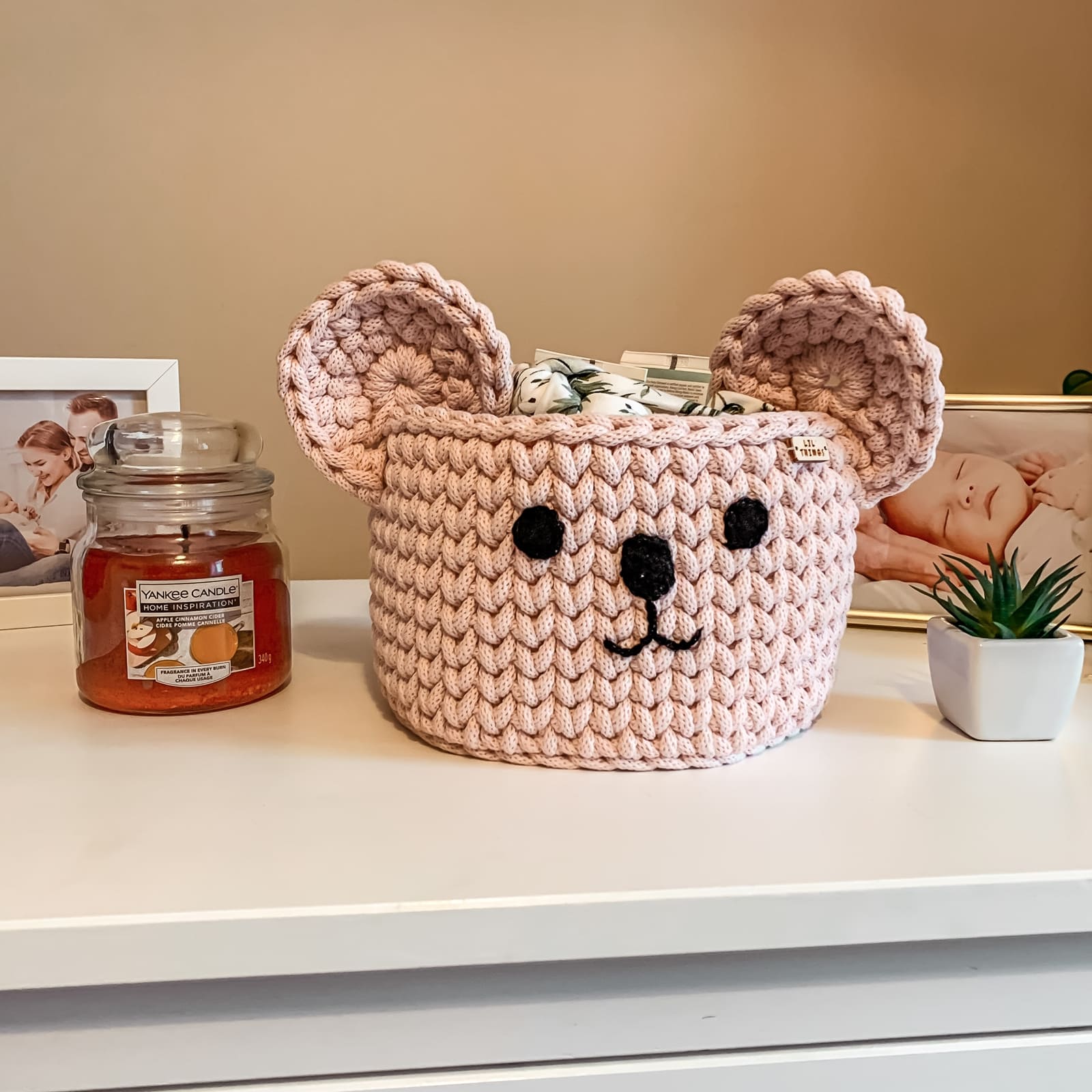 LIL'THINGS Panier ours rose