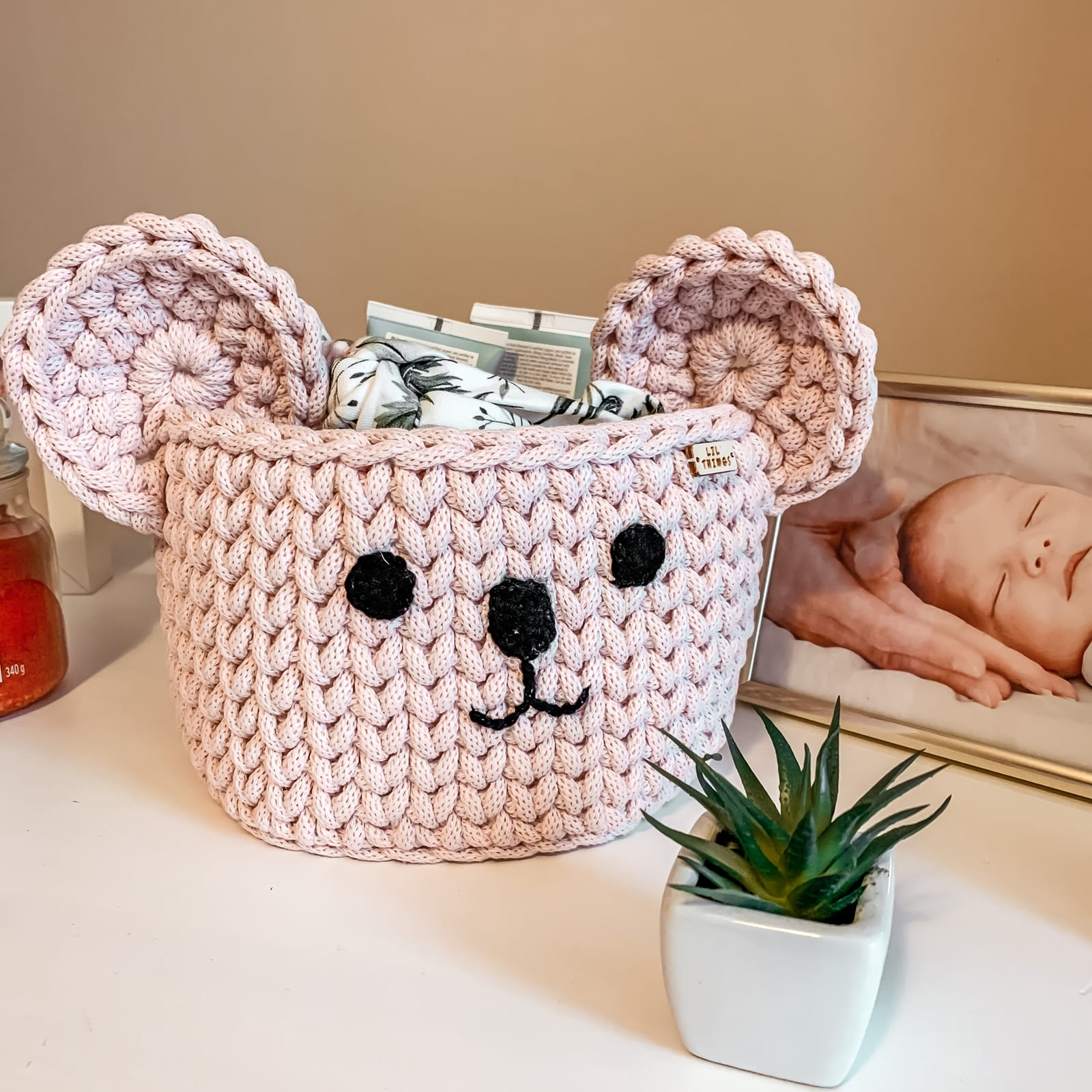 LIL'THINGS Panier ours rose
