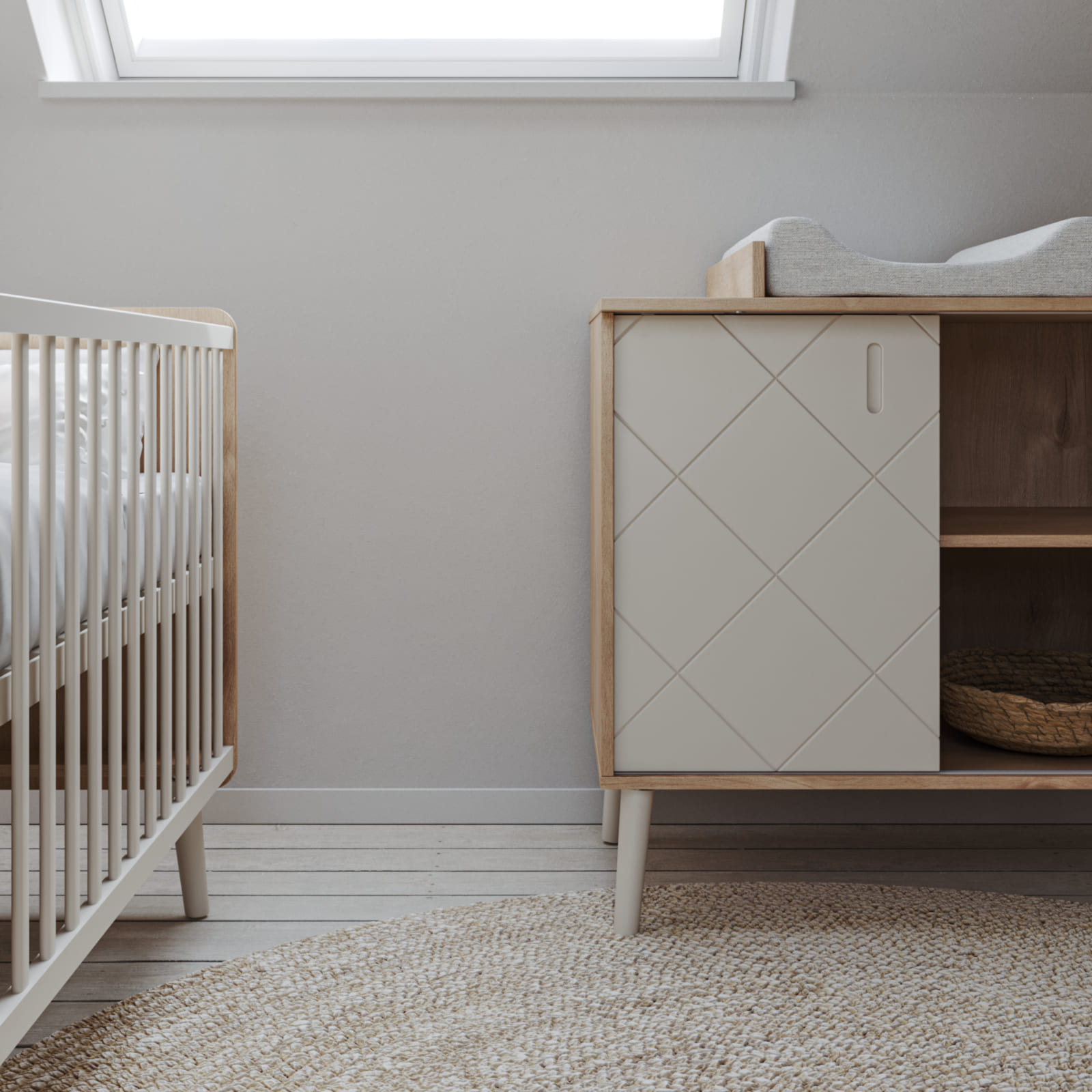 BISAL Peak Commode avec plan à langer nature-blanche