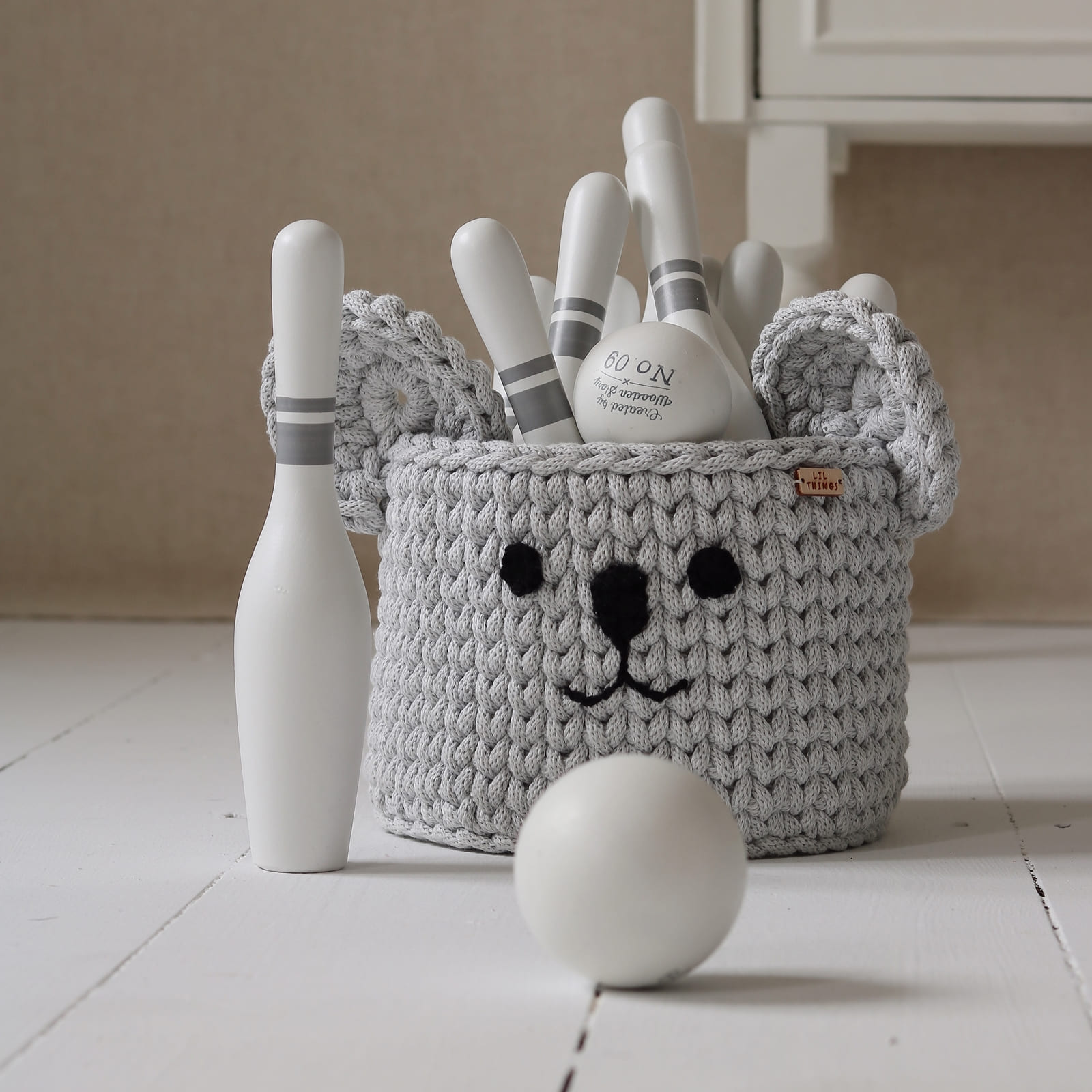 LIL'THINGS Panier ours gris