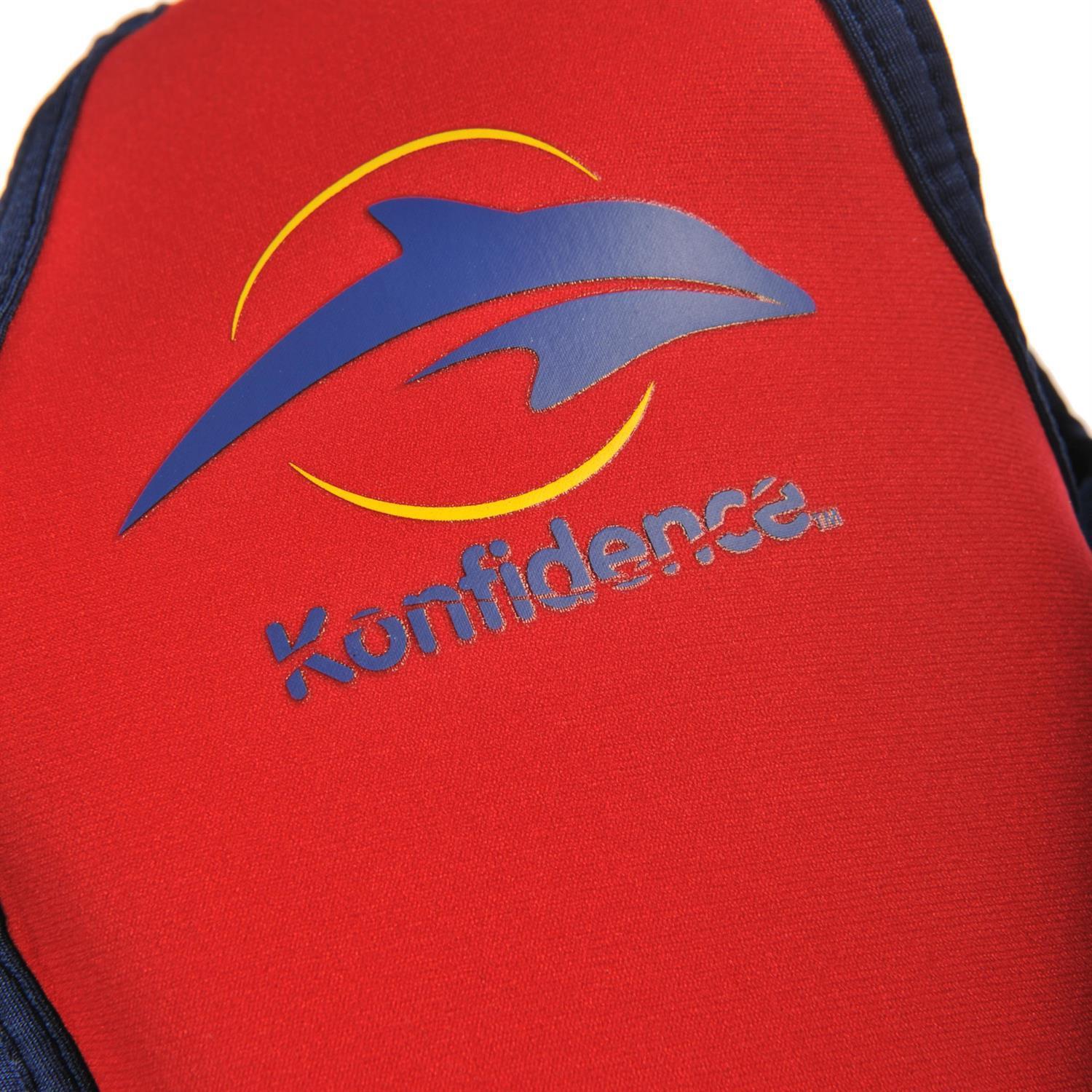 KONFIDENCE Veste de natation pour l'enfant rouge-jaune, 6-7 ans
