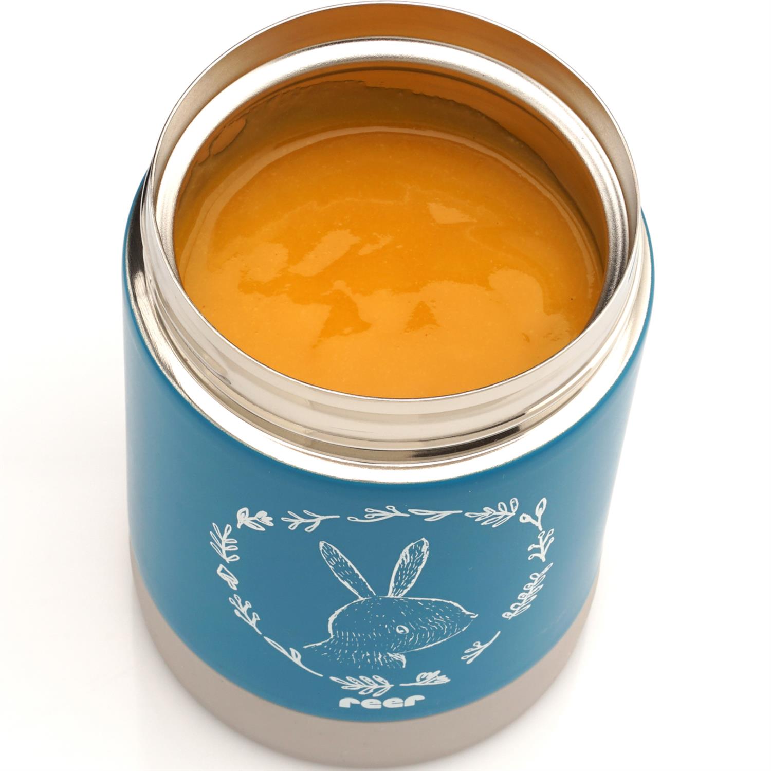 reer-colourdesign-edelstahl-warmhaltebox-petrolblau-300ml-1-r90411-WrAA REER ColourDesign Edelstahl-Warmhaltebox petrolblau 300ml