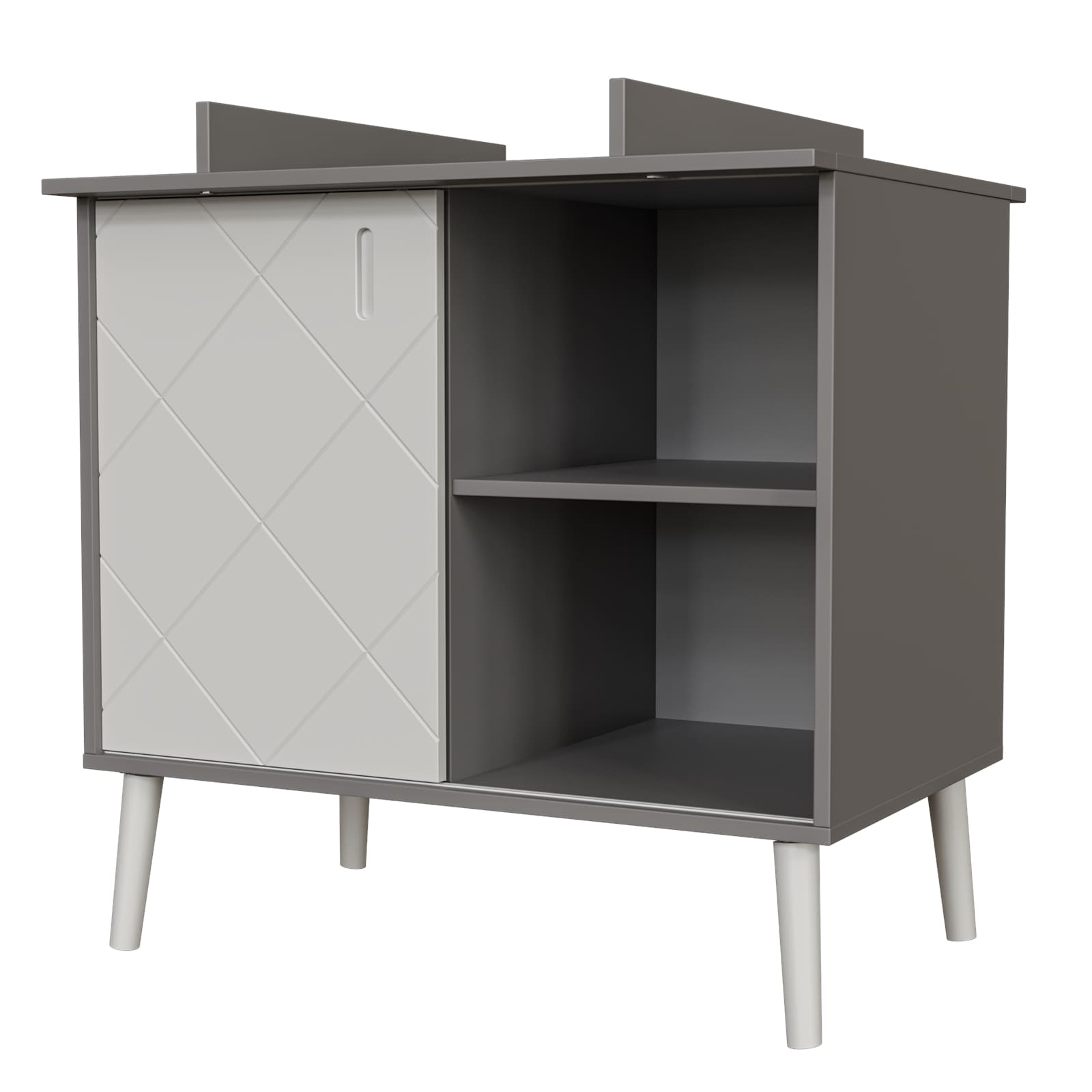 BISAL Peak Commode avec plan à langer grise-blanche