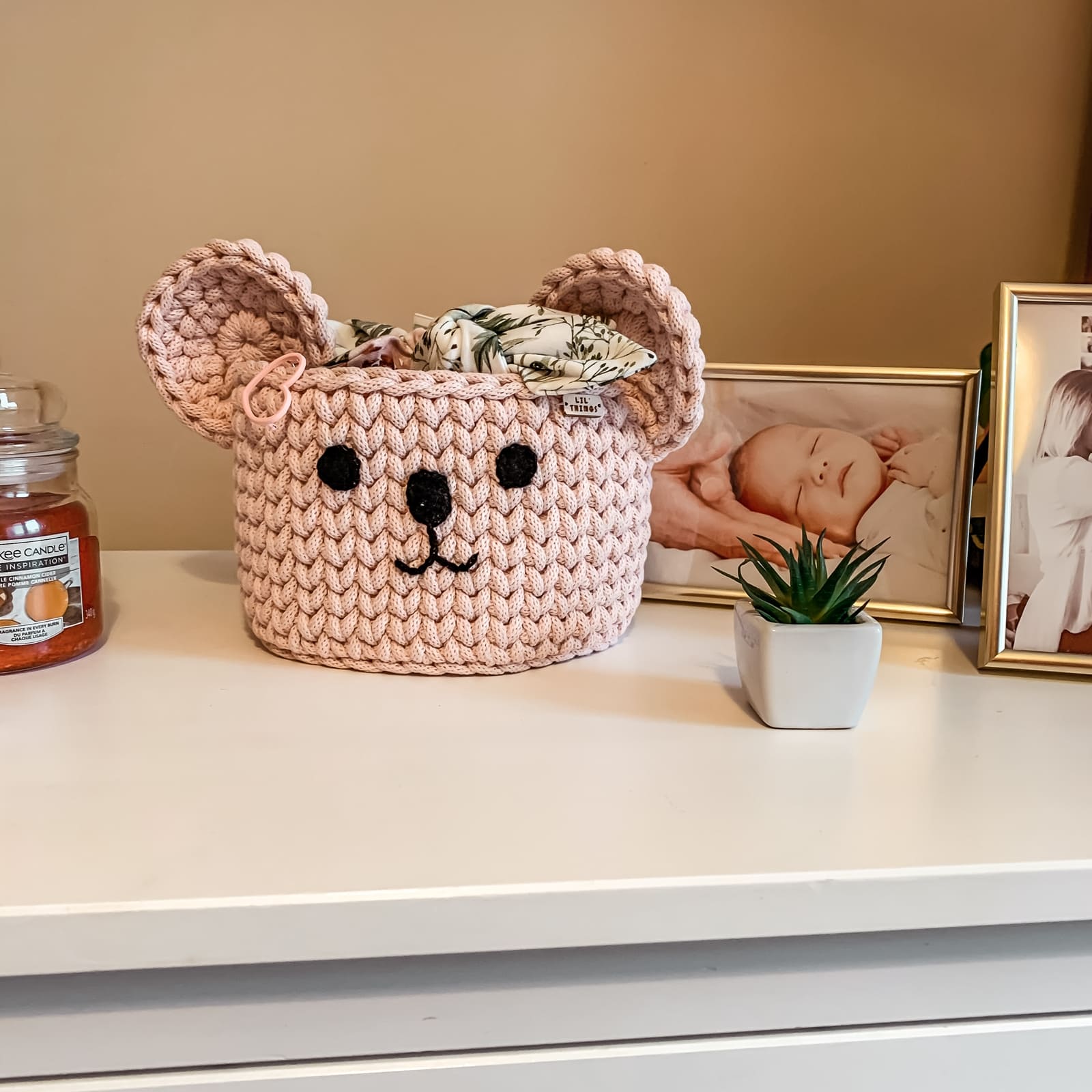 LIL'THINGS Panier ours rose