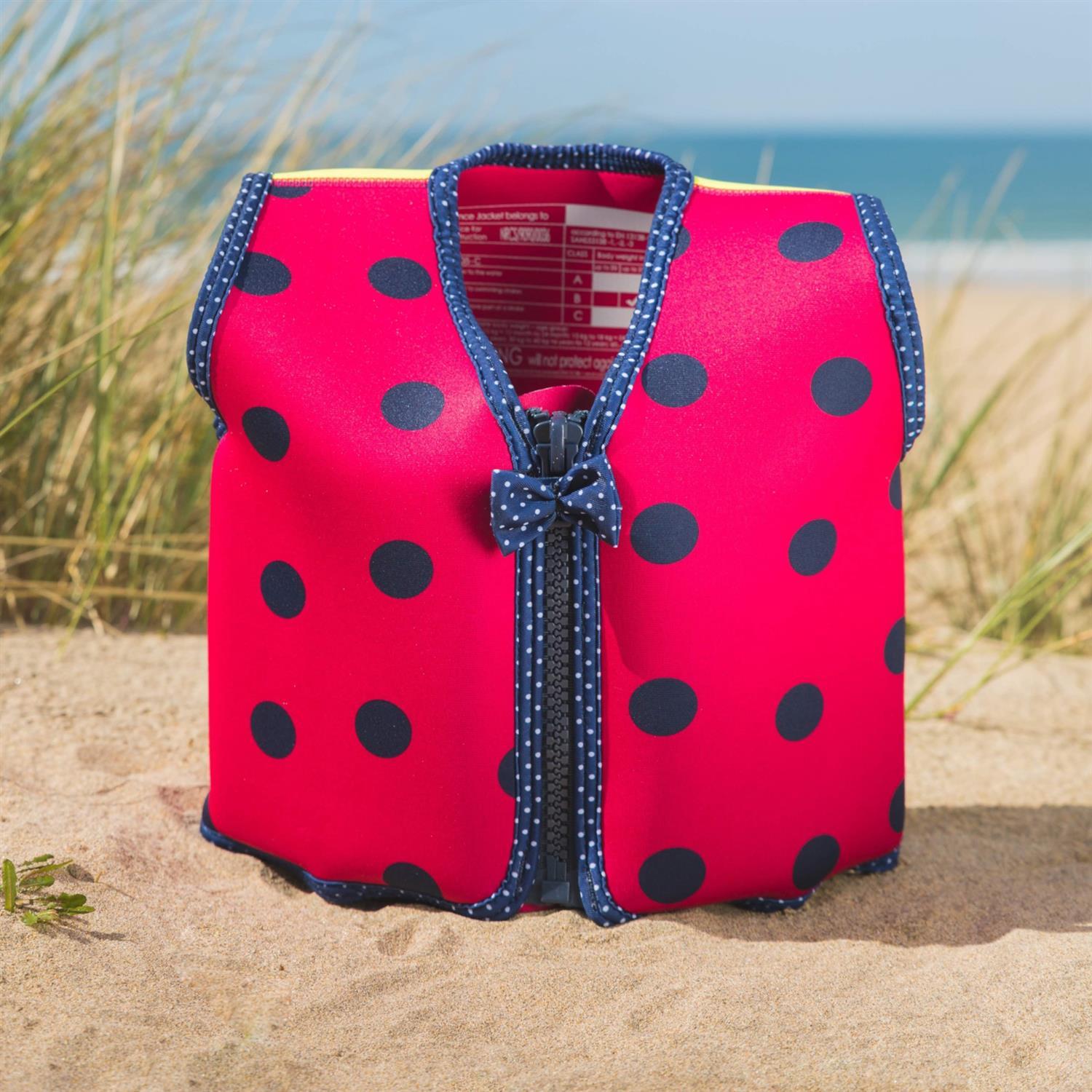 KONFIDENCE Veste de natation pour l'enfant rose avec points, 6-7 ans