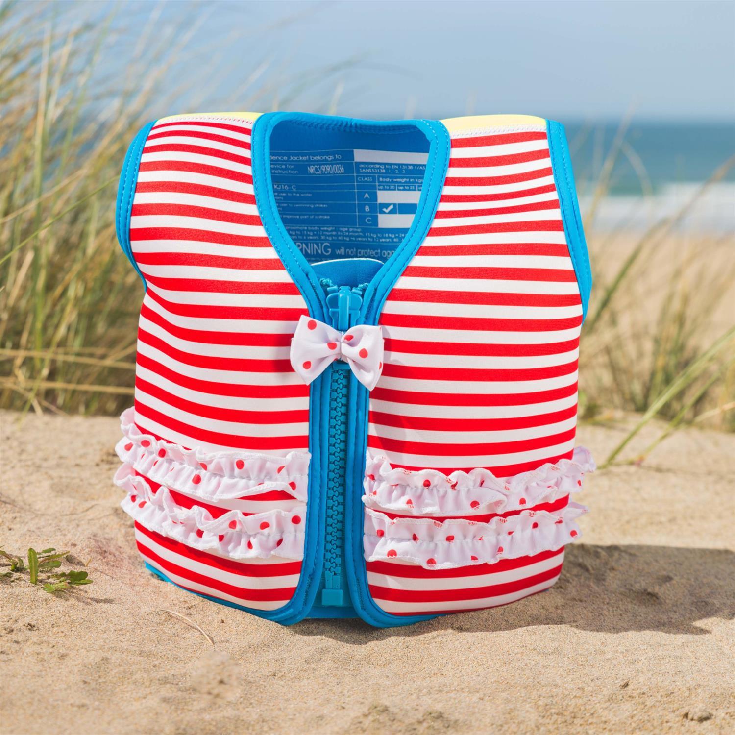 KONFIDENCE Veste de natation pour l'enfant rouge rayé, 18-36 mois