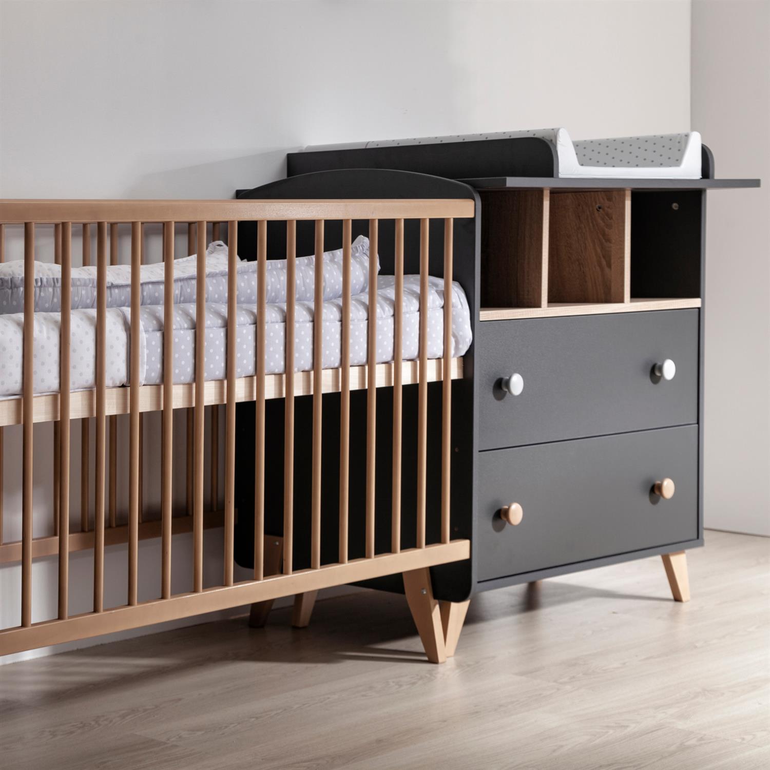 BISAL Colette Commode avec plan à langer anthracite