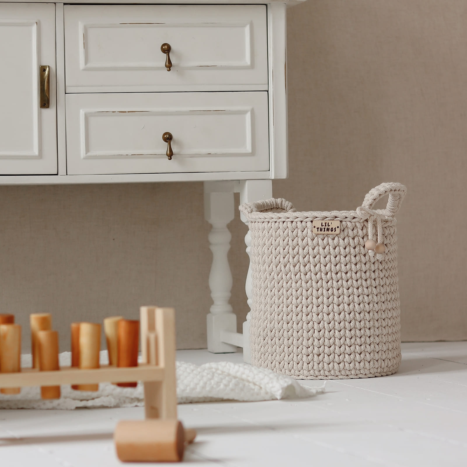 LIL'THINGS Panier en crochet naturel