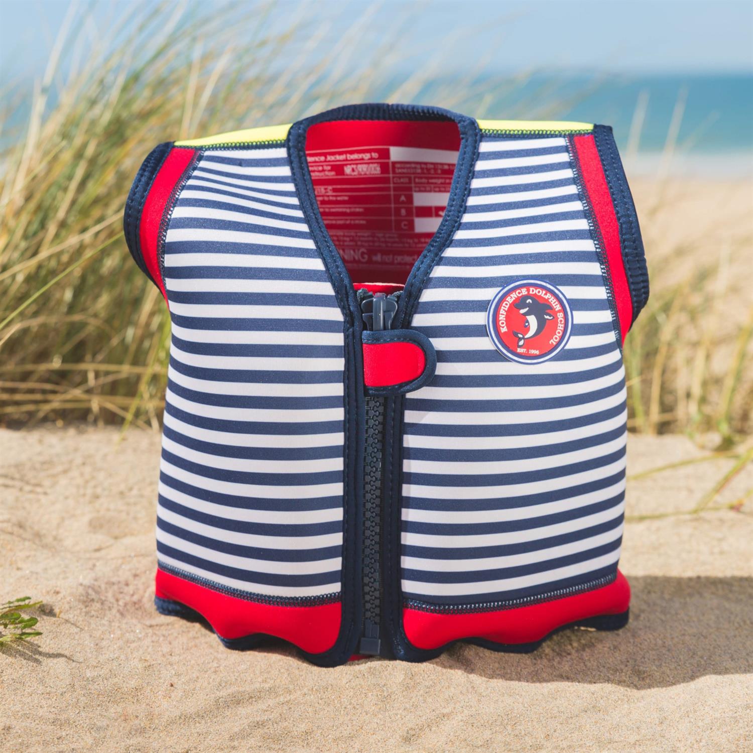 KONFIDENCE Veste de natation pour l'enfant navy rayé, 4-5 ans