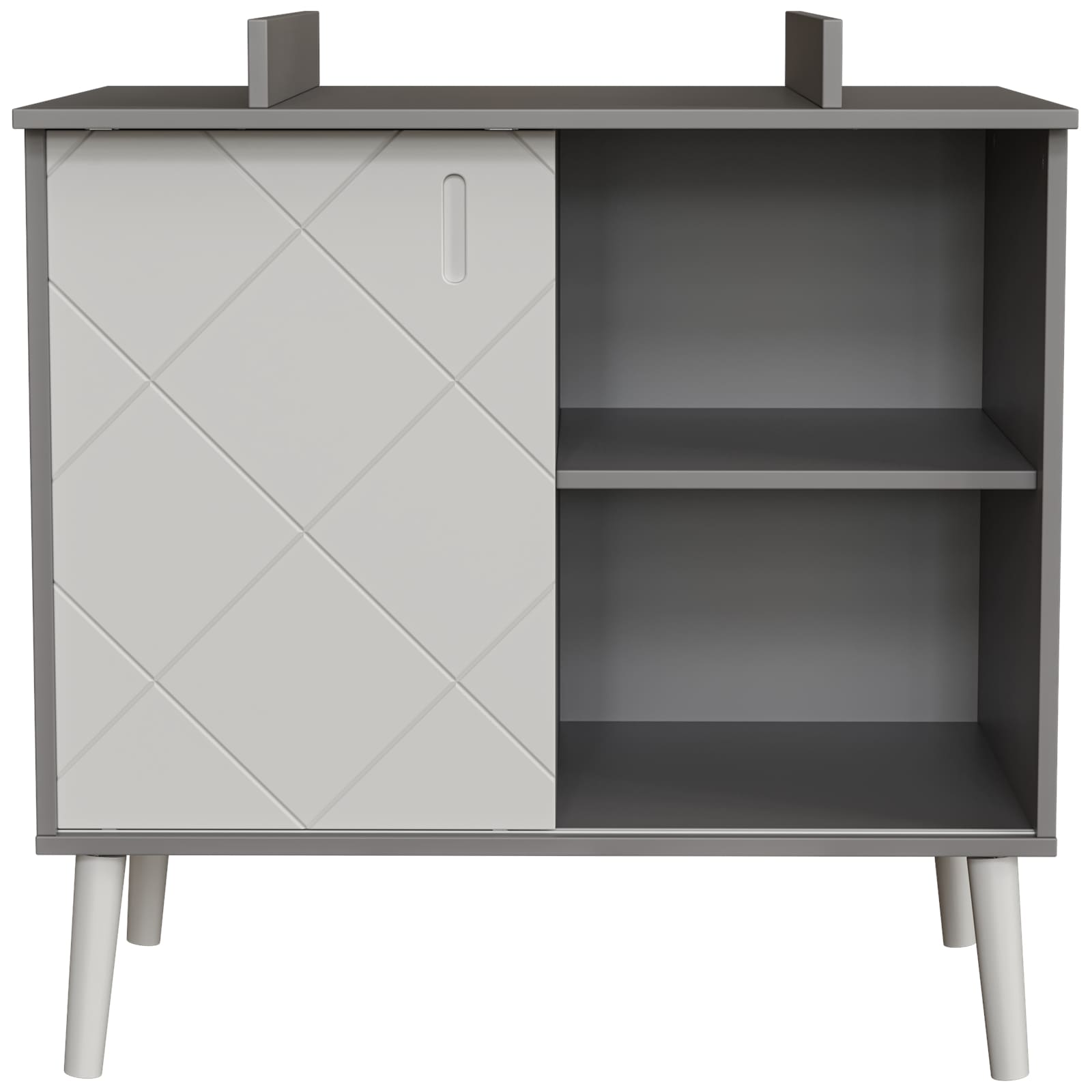 BISAL Peak Commode avec plan à langer grise-blanche